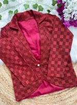 Shining Check Red Party Wear Plain Jacket